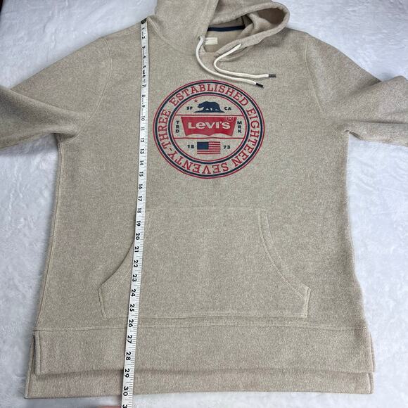 Levi’s Hooded Sweatshirt men’s size Large beige American Flag Logo graphic - Picture 4 of 8